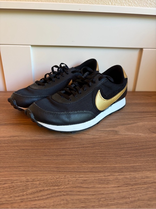 Nike Shoes - Nike Black with Gold Swoosh Retro Runner Sneakers